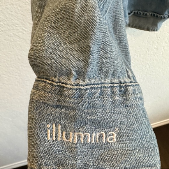 Harriton embroidered jean wash flannel Size medium - Picture 3 of 6